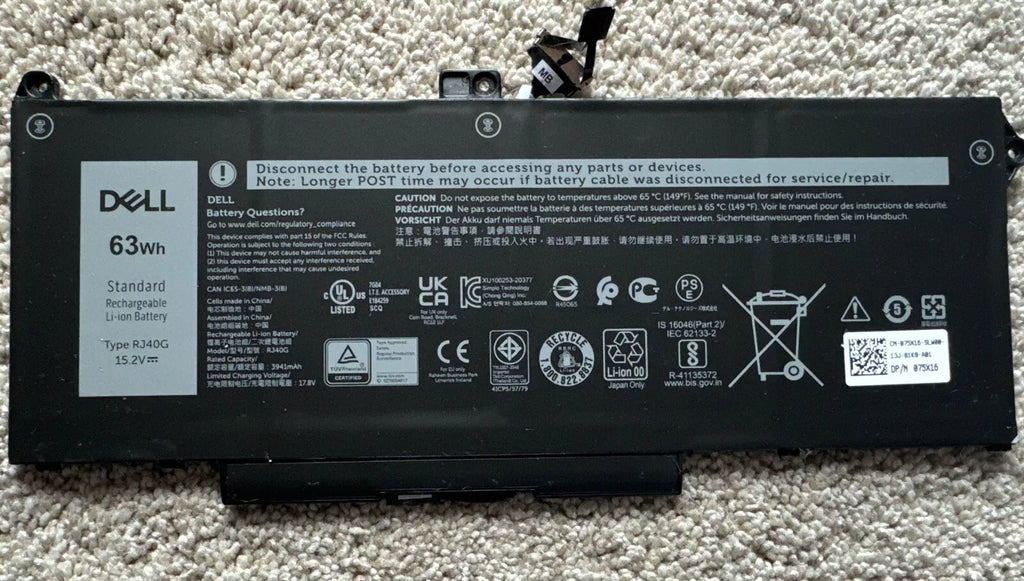Dell Latitude 14 5420 15 5520 RJ40G 63Wh Battery - Laptop Spares