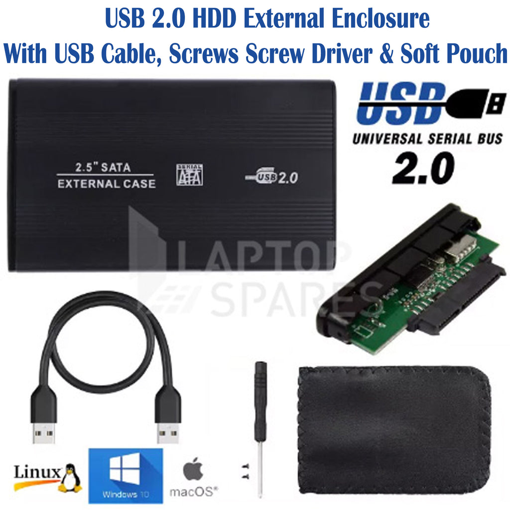 USB 2.0 SATA External 2.5 inch HDD Hard Disk Enclosure - Laptop Spares