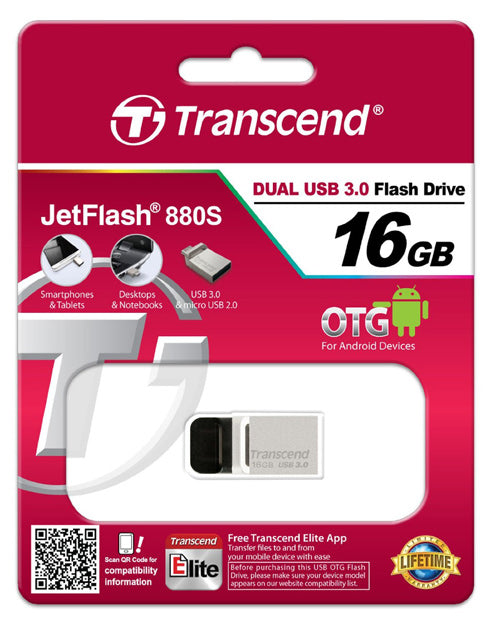 Transcend 16GB JetFlash 880 USB 3.0 OTG Flash Drive - Laptop Spares