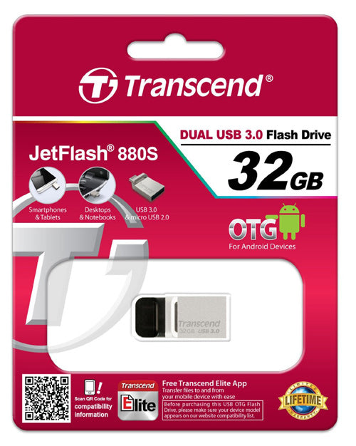 Transcend 32GB JetFlash 880 USB 3.0 OTG Flash Drive - Laptop Spares