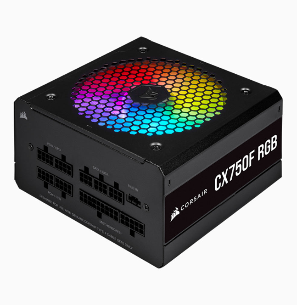 Corsair CX Series CX750F RGB — 750 Watt 80 Plus Bronze Certified Fully Modular RGB PSU (IN) - Laptop Spares