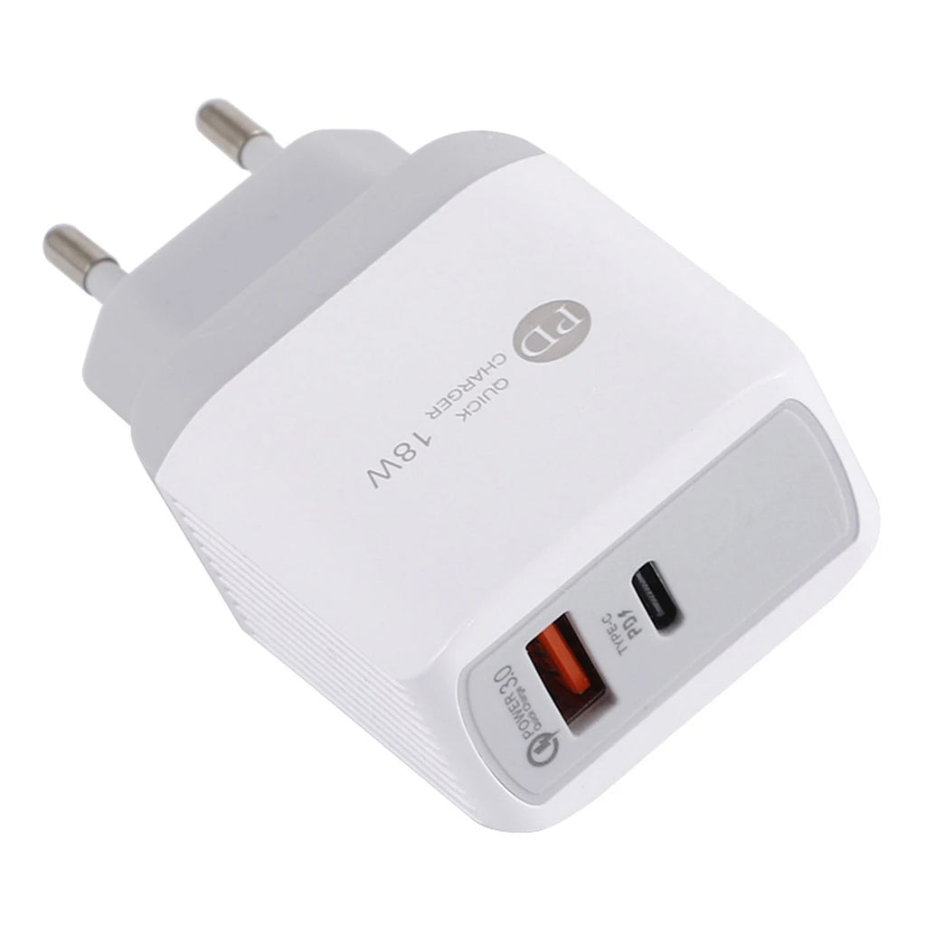 Universal USB-C & USB-A 18W Mobile AC Adapter Charger - Laptop Spares