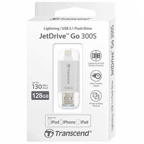 Transcend 128GB JetFlash GO 300 USB 3.1 Flash Drive For IPhone - Laptop Spares