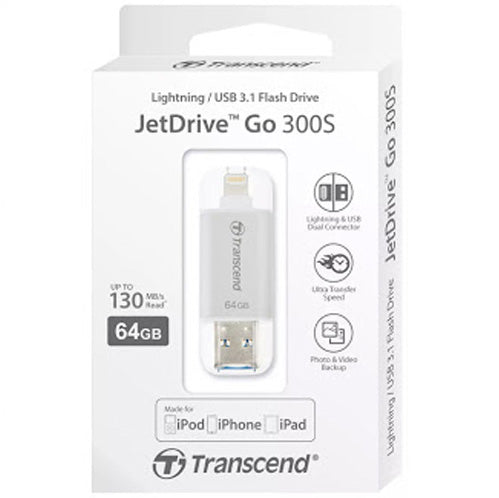 Transcend 64GB JetFlash GO 300 USB 3.1 Flash Drive For IPhone - Laptop Spares