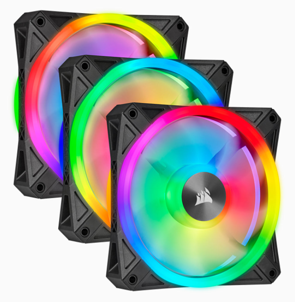 Corsair iCUE QL120 RGB 120mm PWM Triple Fan with Lighting Node CORE - Laptop Spares