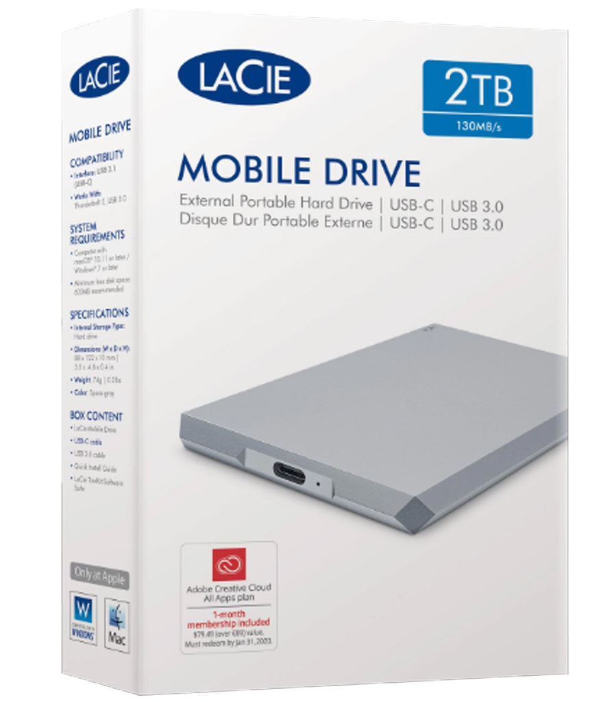 Lacie Portable 2TB Mobile Drive - Laptop Spares