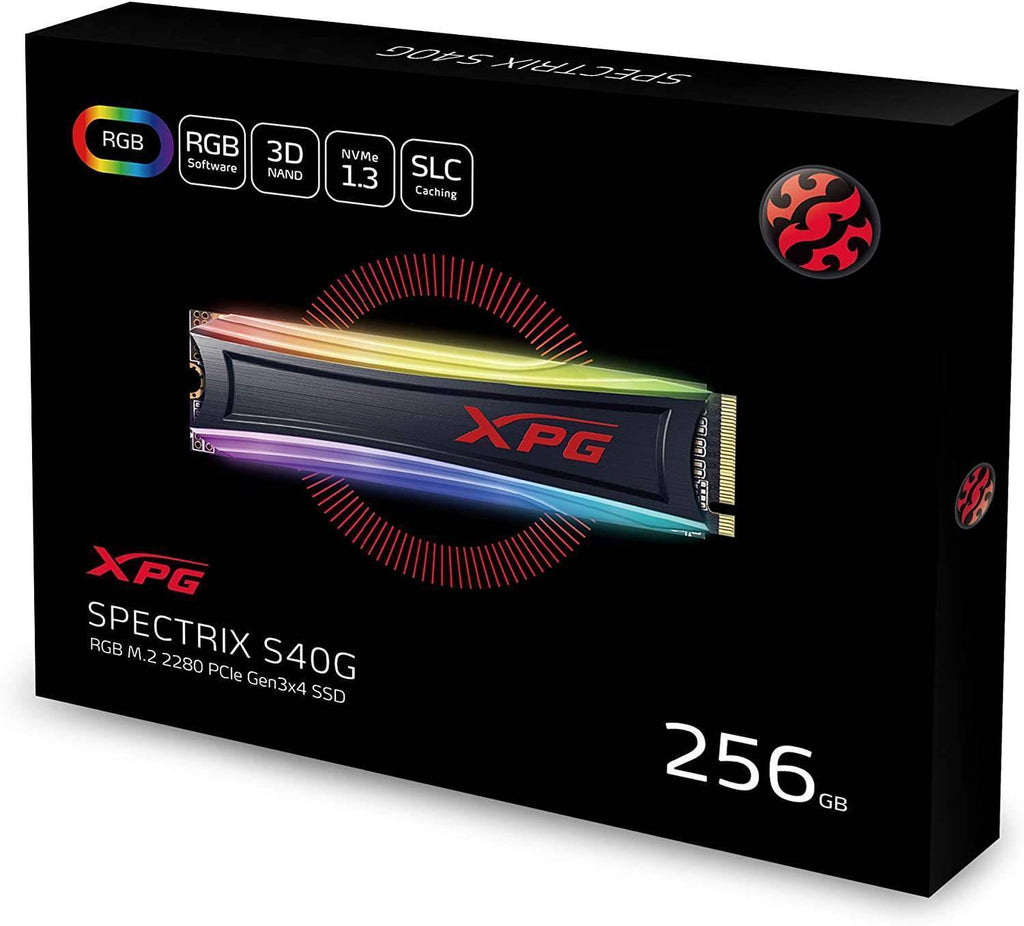 Adata XPG SPECTRIX S40G RGB 256GB NVMe PCIE SSD Hard Drive Gen3x4 M.2 2280 Card - Laptop Spares