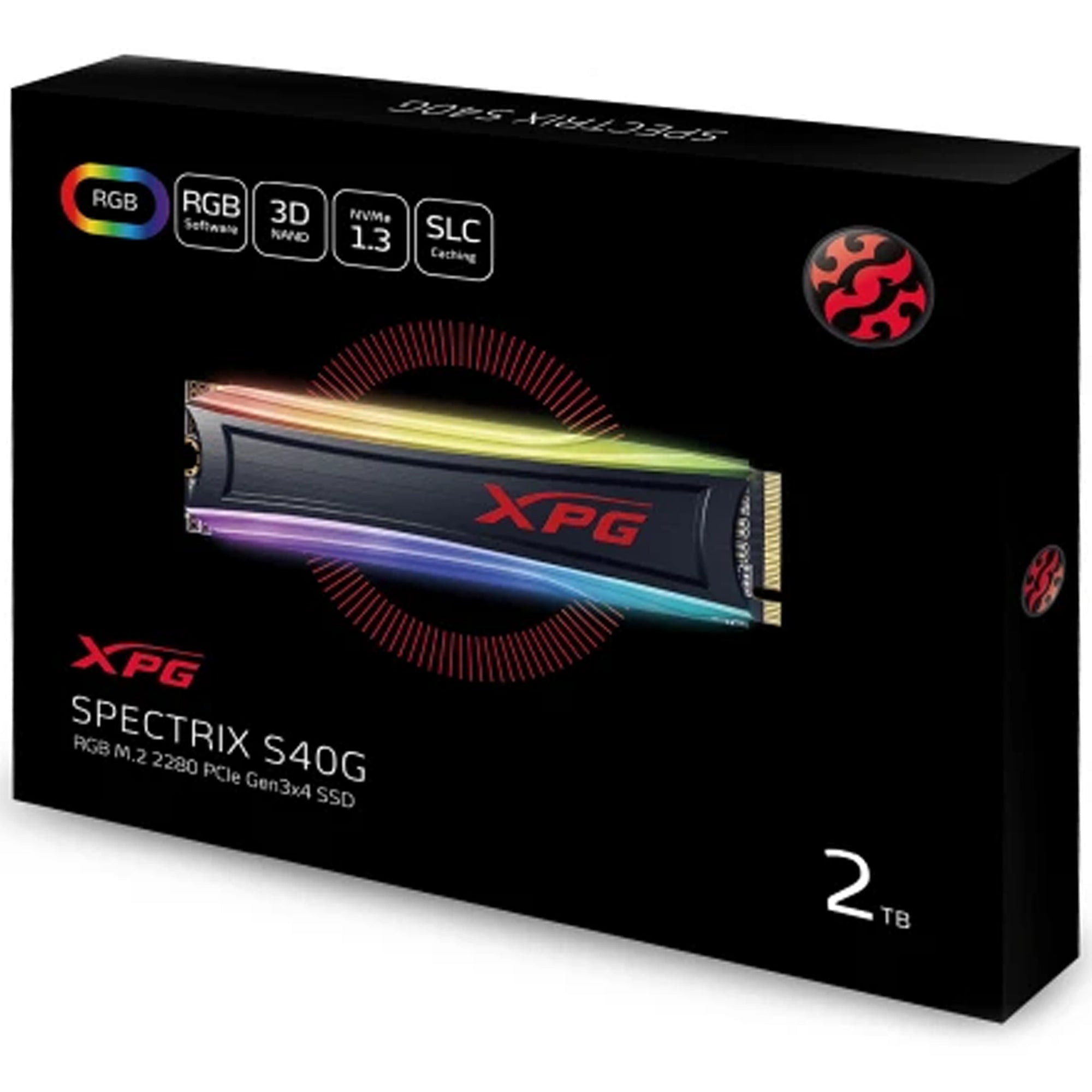 Adata XPG SPECTRIX S40G RGB 2TB NVMe PCIE SSD Hard Drive Gen3x4 M