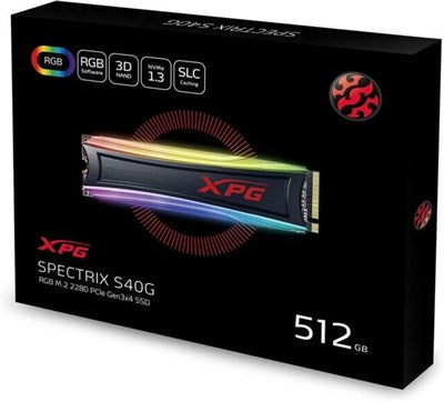 Adata XPG SPECTRIX S40G RGB 512GB NVMe PCIE SSD Hard Drive Gen3x4 M.2 2280 Card - Laptop Spares